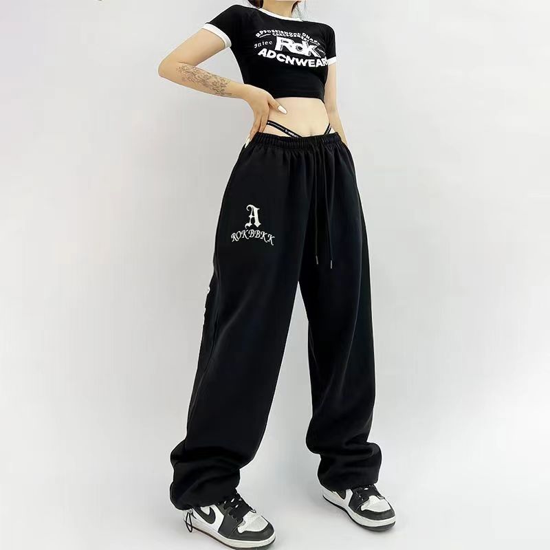 American Style Sports Loose Drawstring Design Sense Niche Hip Hop Pants - Baggy