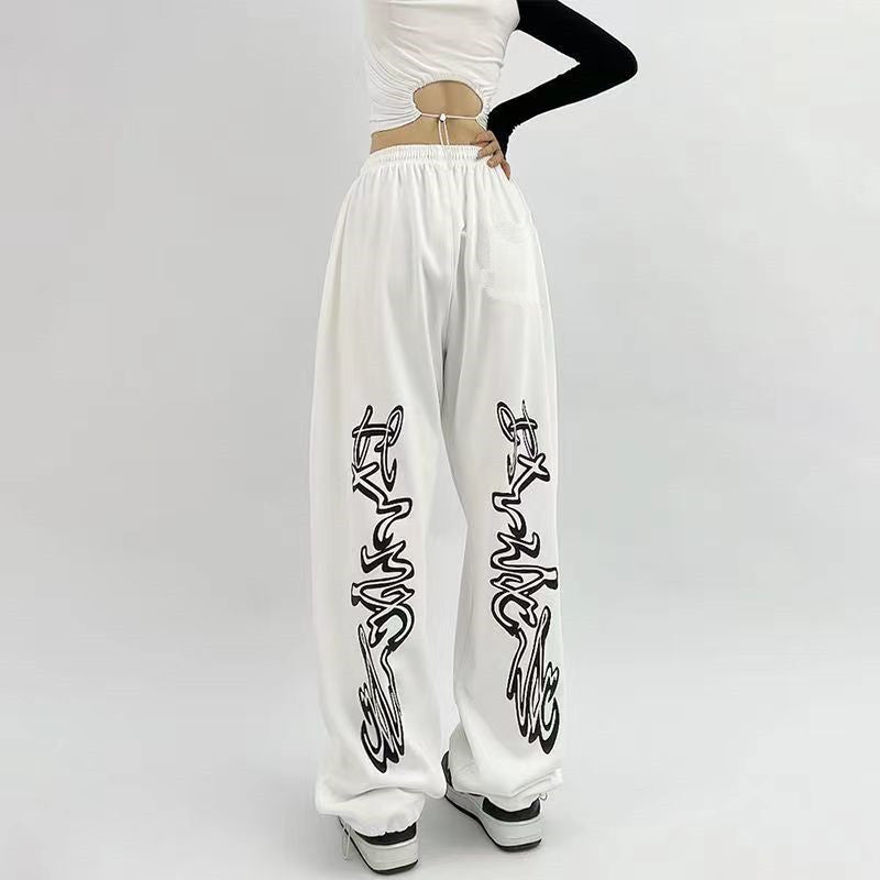 American Style Sports Loose Drawstring Design Sense Niche Hip Hop Pants - Baggy