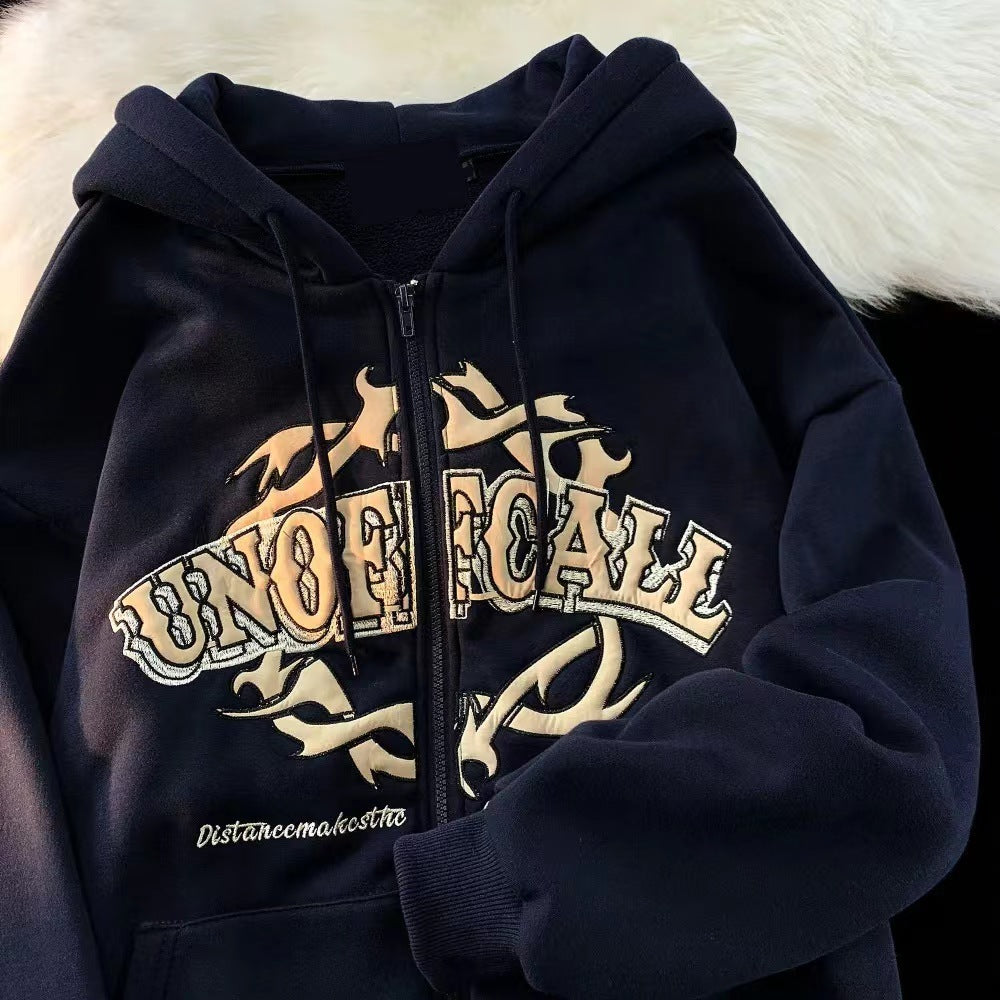 Zipper Fleece Sweater - Black / L - Hoodie
