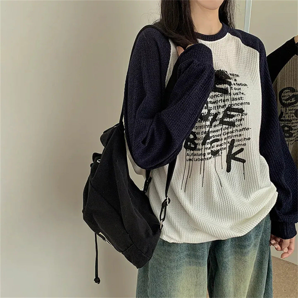 Casual Contrasting Hoodie - 60248 White With Fleece Lining / L - Baggy