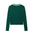 Fashion Long Sleeve V-neck Cable Pattern Sweater - Hoodie