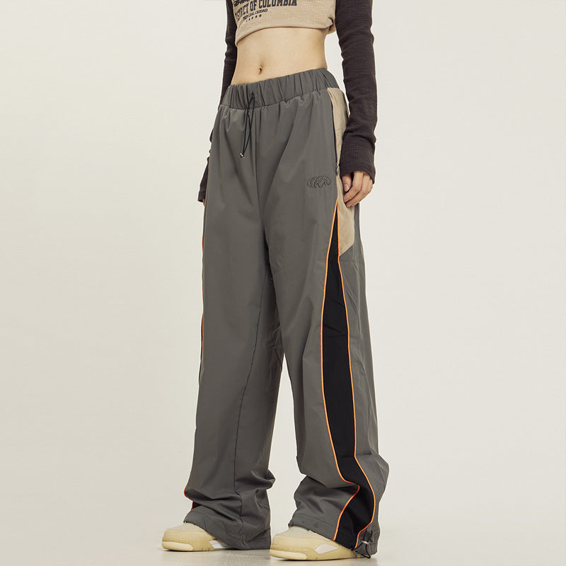 Floor Pants With A Sense Of Drape Men’s And Women’s Retro Patchwork Sports Pants - Baggy