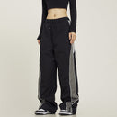 Floor Pants With A Sense Of Drape Men’s And Women’s Retro Patchwork Sports Pants - Black / L - Baggy