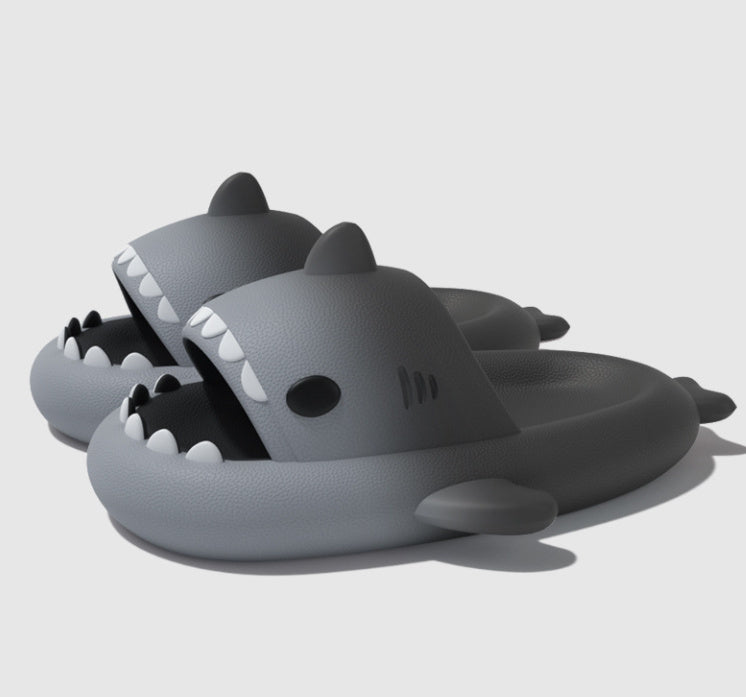 Gradient Shark Slippers 4cm Thick Bottom Shit Feeling Slippers - Cement ash / 36or37 - Schuhe