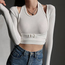 Halterneck Long-sleeved T-shirt - T-Shirts