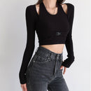 Halterneck Long-sleeved T-shirt - T-Shirts