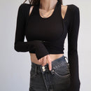 Halterneck Long-sleeved T-shirt - T-Shirts
