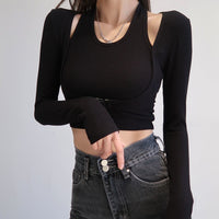 Halterneck Long-sleeved T-shirt - T-Shirts