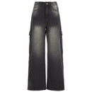 High Waist Wide Legs Jeans For Women - Dark Gray / L - Baggy