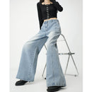 Loose Wide Leg Draping Mop Slimming High Waist Denim Trousers - Baggy