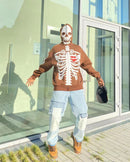 Skull Skeleton Zipper - Brown / L - Hoodie