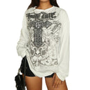 Street Round Neck Loose Long Sleeves Top - Baggy