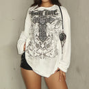 Street Round Neck Loose Long Sleeves Top - Baggy