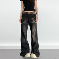 Washed Pleated Split Skinny Jeans - Baggy