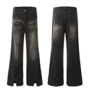 Washed Pleated Split Skinny Jeans - Baggy