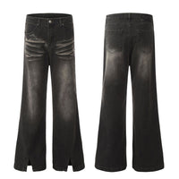 Washed Pleated Split Skinny Jeans - Baggy