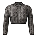 Women’s Elegant Classical Halloween Regular Base Lace Small Shirt Top Wrapped Chest - T-Shirts